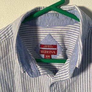 Merona Blue and White Casual Button Down Shirt